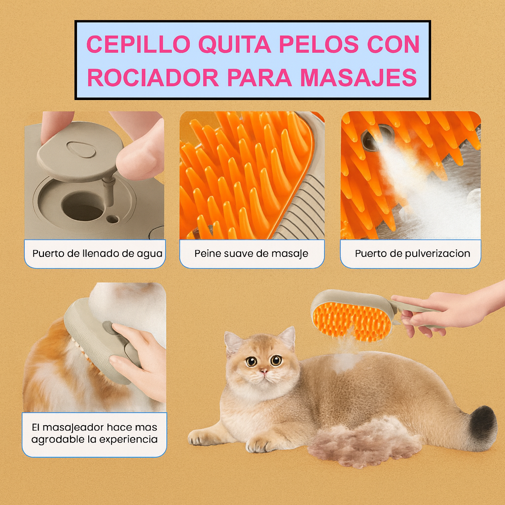 Cepillo de Vapor Con Mango 3 En 1